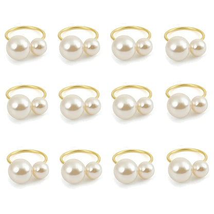 Éclat Gold Pearl Napkin Ring Collection – Elegant Table Decor