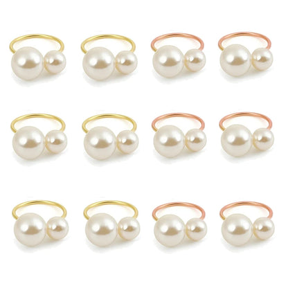 Éclat Gold Pearl Napkin Ring Collection – Elegant Table Decor