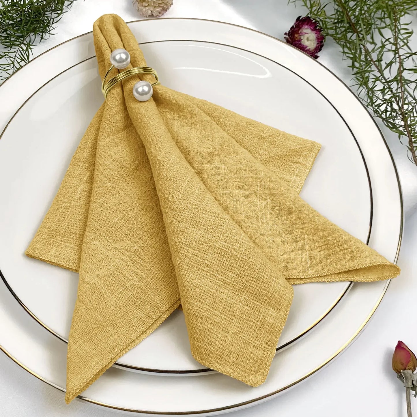 Amélie Linen Napkin Set – 6 Pieces, 30x30cm, Elegant Wedding & Daily Use
