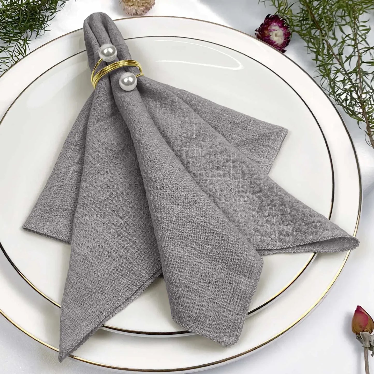 Amélie Linen Napkin Set – 6 Pieces, 30x30cm, Elegant Wedding & Daily Use