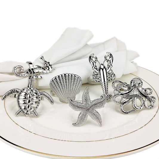 Nautica Ensemble – Silver Marine Life Napkin Rings - 6 pcs