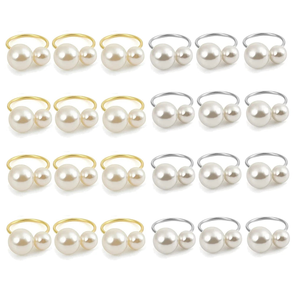 Éclat Gold Pearl Napkin Ring Collection – Elegant Table Decor