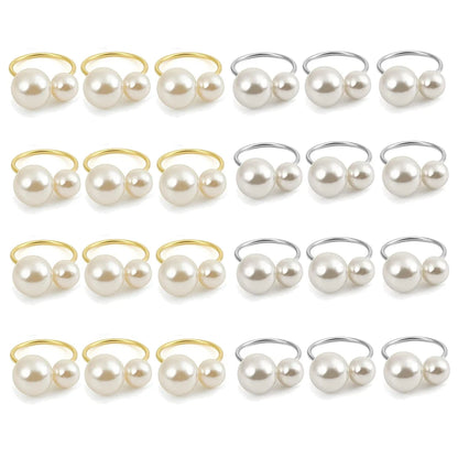 Éclat Gold Pearl Napkin Ring Collection – Elegant Table Decor