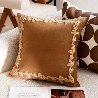 Pillow Cover Bordeaux French Stamped Brown Elegance