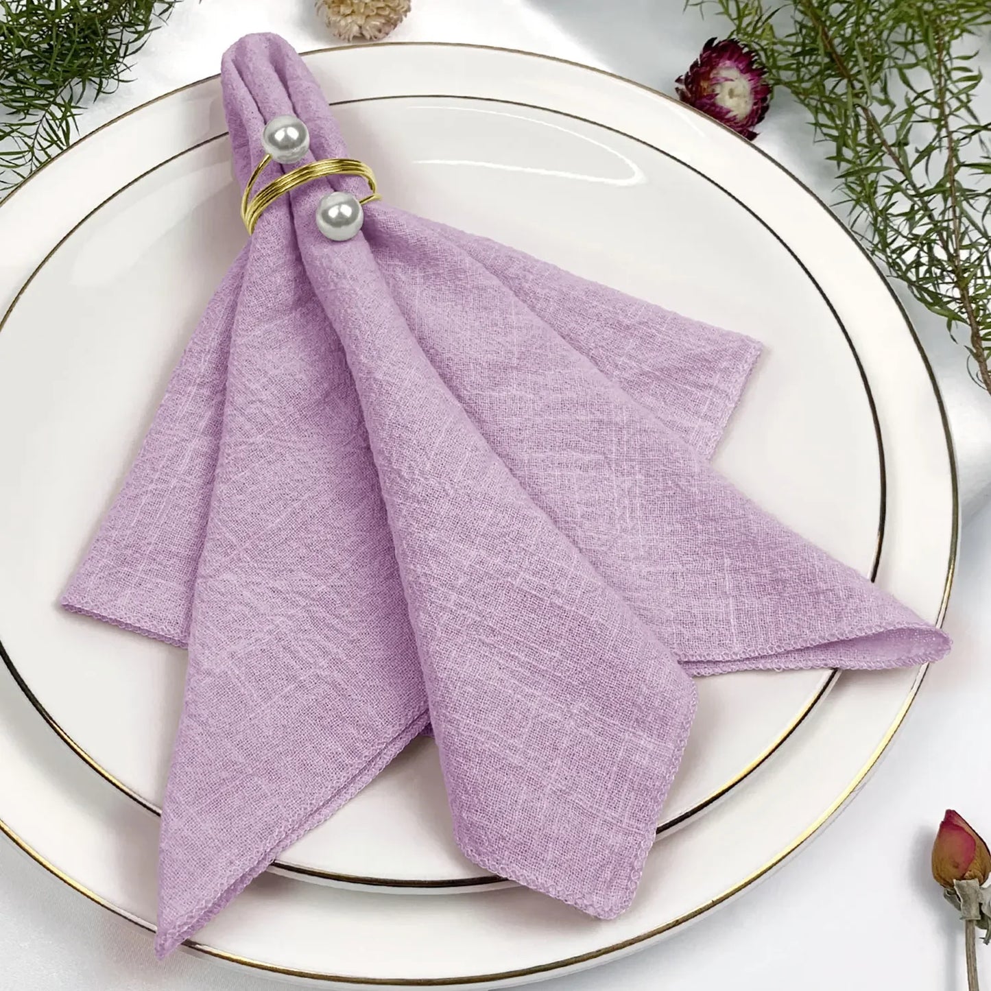 Amélie Linen Napkin Set – 6 Pieces, 30x30cm, Elegant Wedding & Daily Use
