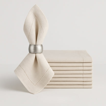Premium Washed Linen Dining Napkins – Set of 12, Classic Hemmed Edges